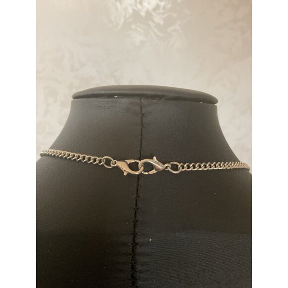 Long Silver Chain Necklace With Blue & Green Beads And Tassel Pendant 26" - Picture 4 of 4